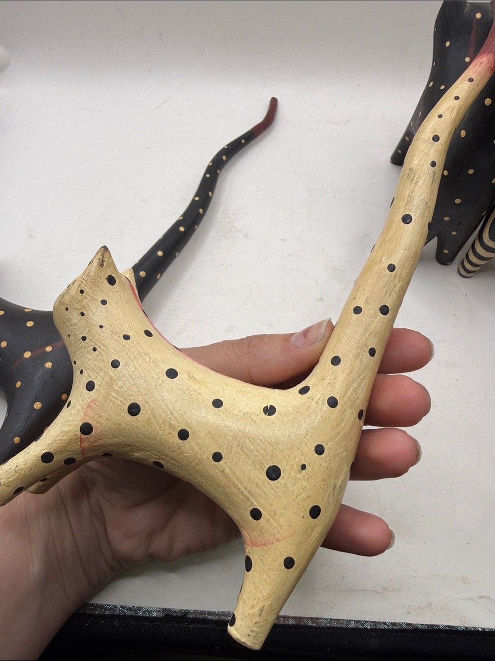 Vtg Hand Carve Bali Wood Long Tail Cat Figurine Set 4 Folk Art Decor Collectible - Picture 13 of 16